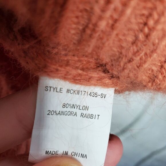Code x mode Orange Fuzzy Cowl Neck Sweater medium - Picture 10 of 10